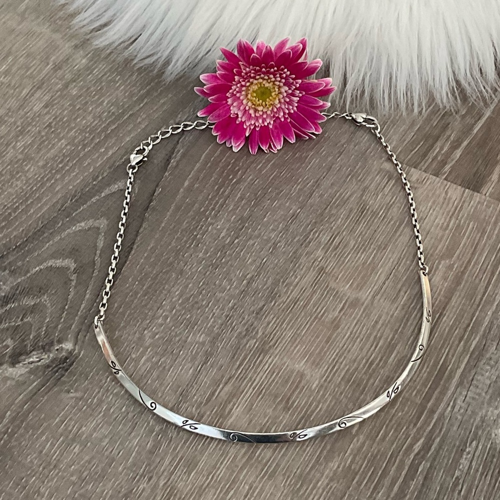 ๐ BRIGHTON Silver Scroll Detail Collar Choker Necklace With Scroll Detail Design - Picture 2 of 5